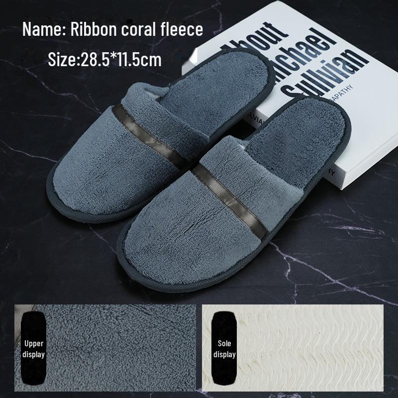 Verdickte Korallenfleece Rutschfeste Einweg-Hausschuhe für Hotels, Pensionen und Reisen