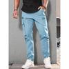 Men's Multi-Pocket Straight Leg Pants Casual Sweatpants Drawstring Work Pants