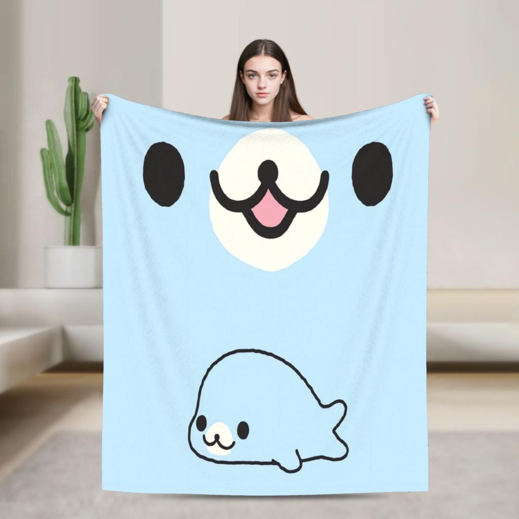 Soft Blanket Airplane Travel Cute M-Mamegoma Seal Anime Throw Blanket Flannel Bedspread For Couch Bed Fashion Sofa Bed Cover