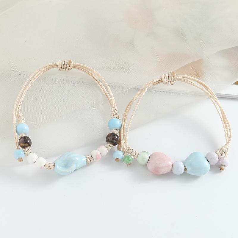 Mori Style Apple Conch Ceramic Beaded Bracelet - Versatile Christmas Ornament for Students