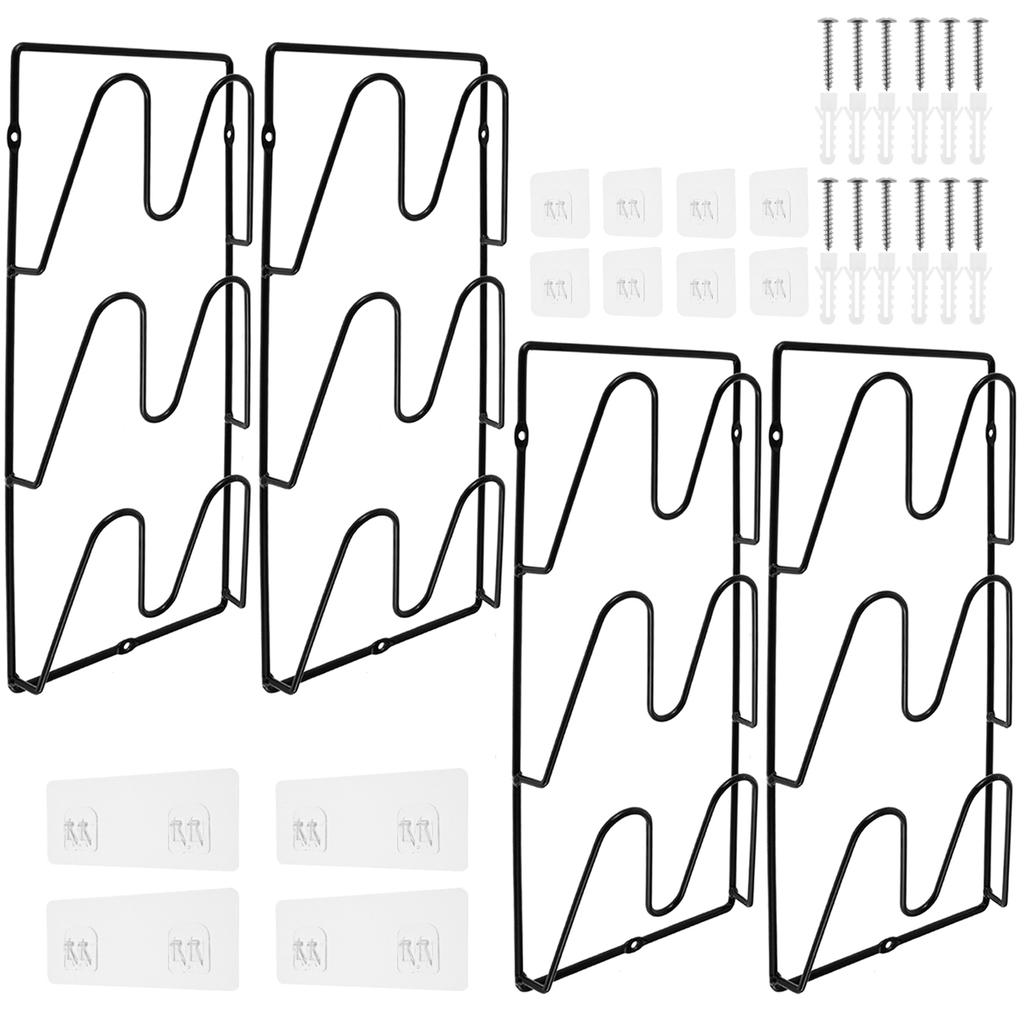 2/4Pcs Wall Hanging Pot Cover Rack 3-Layer Space Saving Heavy-Duty Pot Lid Shelf Rust-Free  Multipurpose Kitchen Organizer Rack