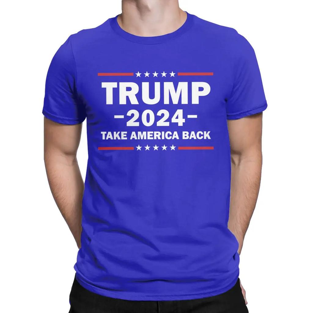 Men T-Shirts Donald Trump 2024 Shirt Take America Back 100% Cotton Tee Shirt Short Sleeve T Shirts Crewneck Clothes Gift Idea