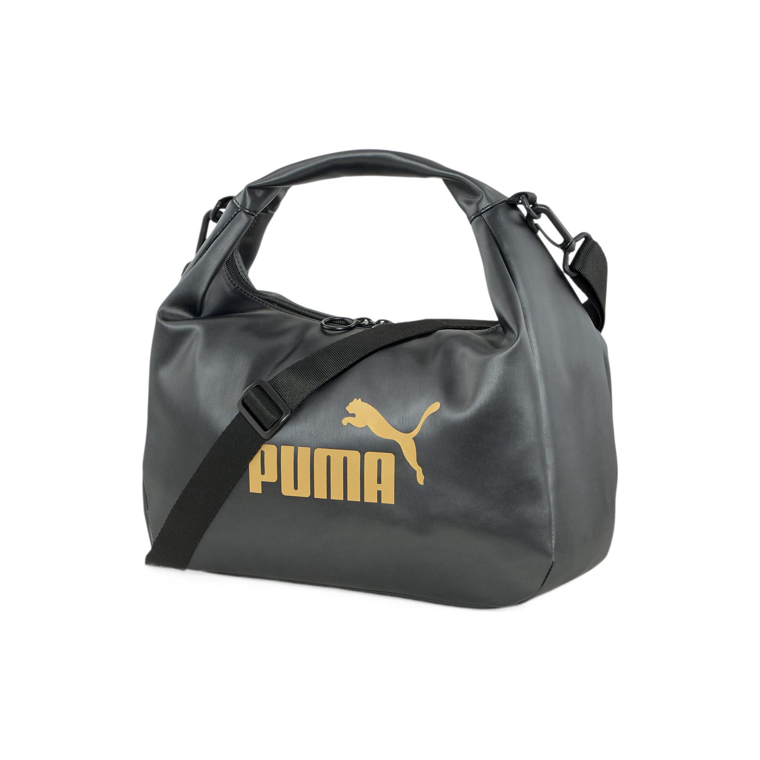 Puma Sac Hobo Large Capacity Gold Logo Print Crossbody Shoulder Tote Bag Fitness Bag Unisex Bags Black 079480-01 Black