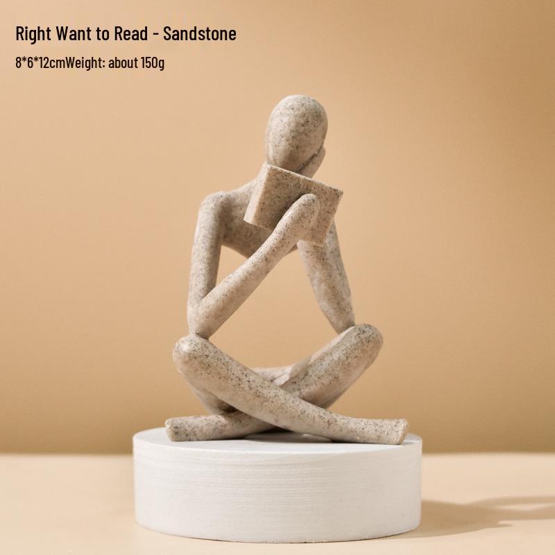 Abstract Resin Figure Ornament: Reading Statue for Bookshelf or Living Room Decor
