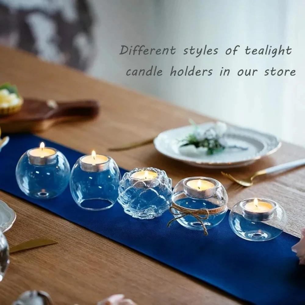 Transparent Round Glass Candle Holder European Style Centerpiece For Christmas, Halloween & Wedding Parties Home Decoration