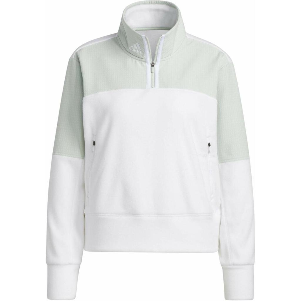 Adidas Logo Vintage Sports High Neck Color Block Half Zip Jacket Women Jacket White HS6664