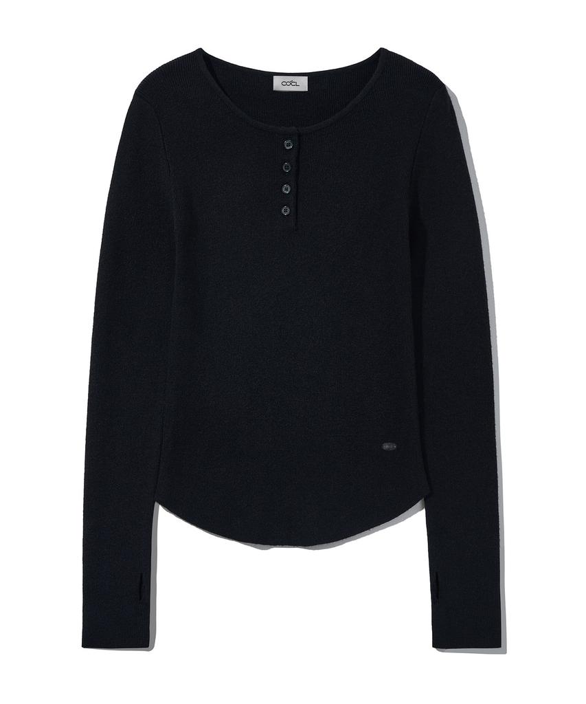 Keoseuteomeokeullagumeon Slim Henley Neck Ribbed Knit 6 Color Cowkt004