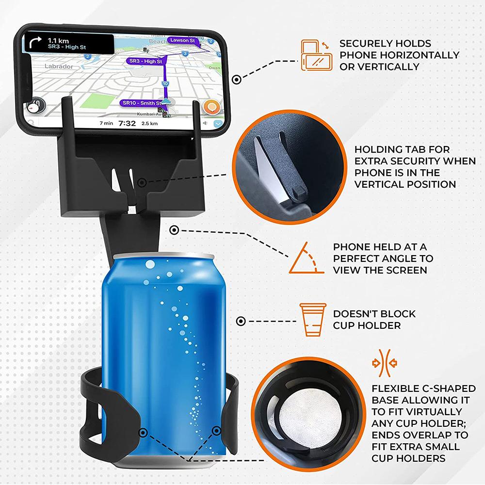 Universal Auto Cell Phone Stand with Drink Expand Cup Holder for Smartphone