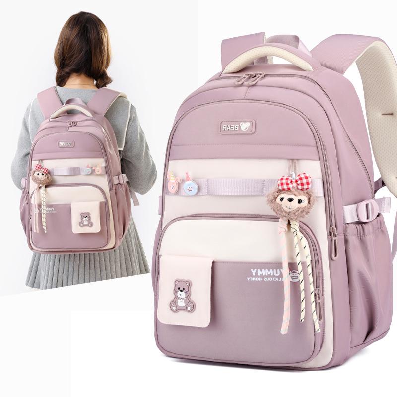 New Junior High School Girl’s Backpacks Simple High Value Large Capacity Book Bag Versatile College Style Lightweight School Bags for Teenager Student