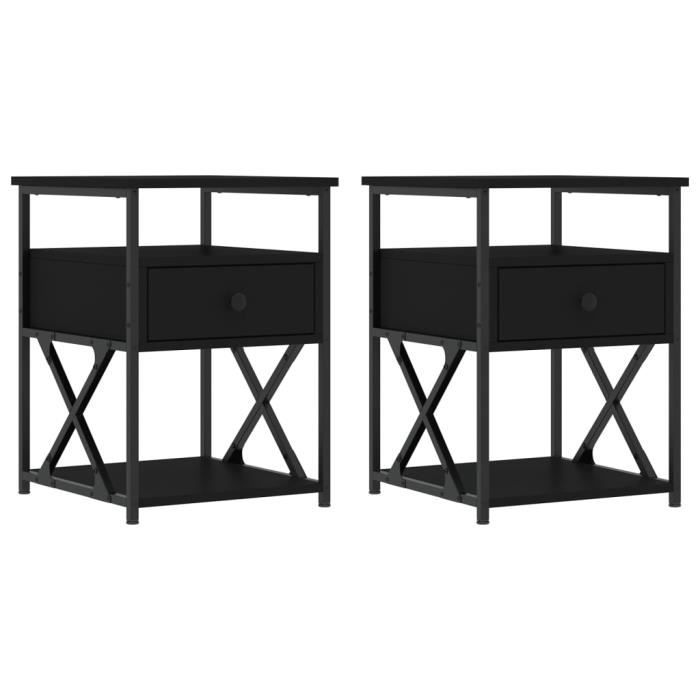 VidaXL Bedside Tables 2 Pcs Black 40x42x55 Cm Engineered Wood 826074