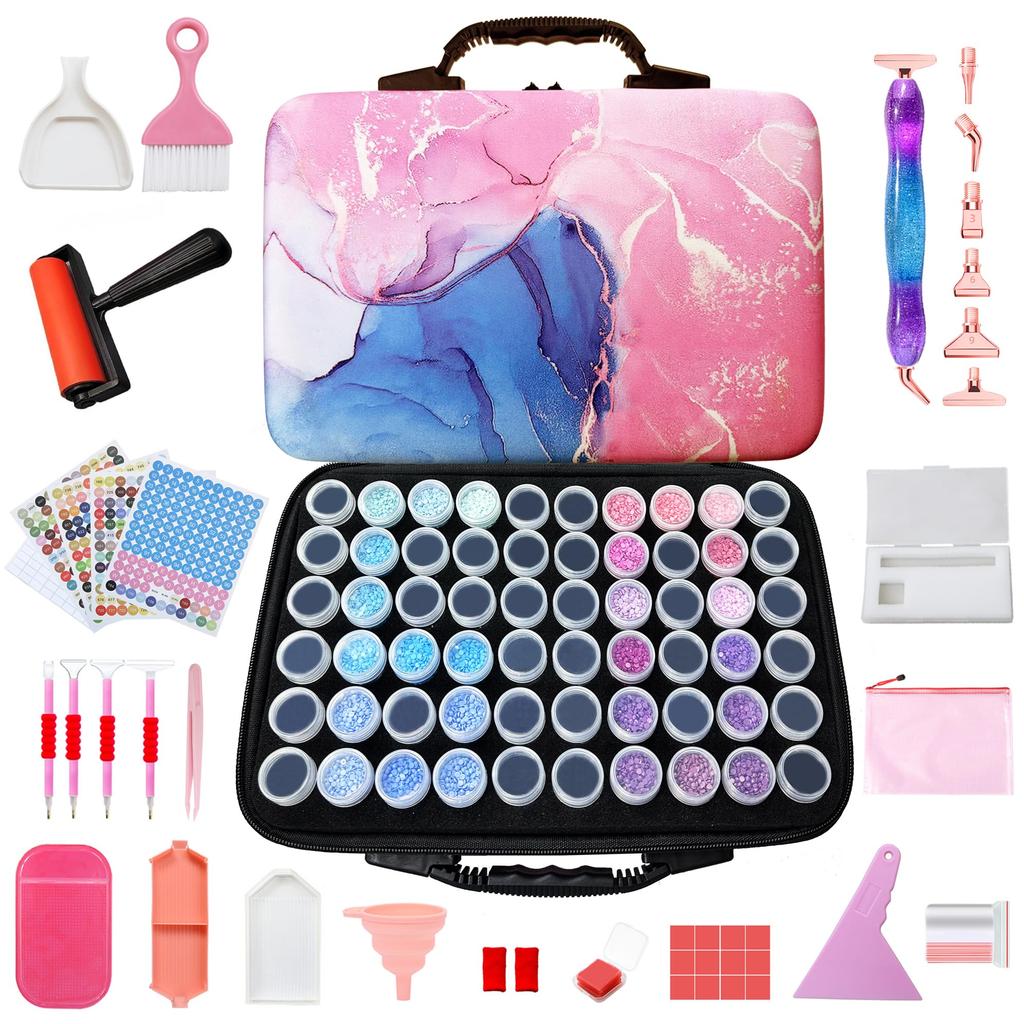Fokenzary Art Diamond Painting Storage Container 60 Slots Diamond Painting Kit Accessories and Tools Portable
