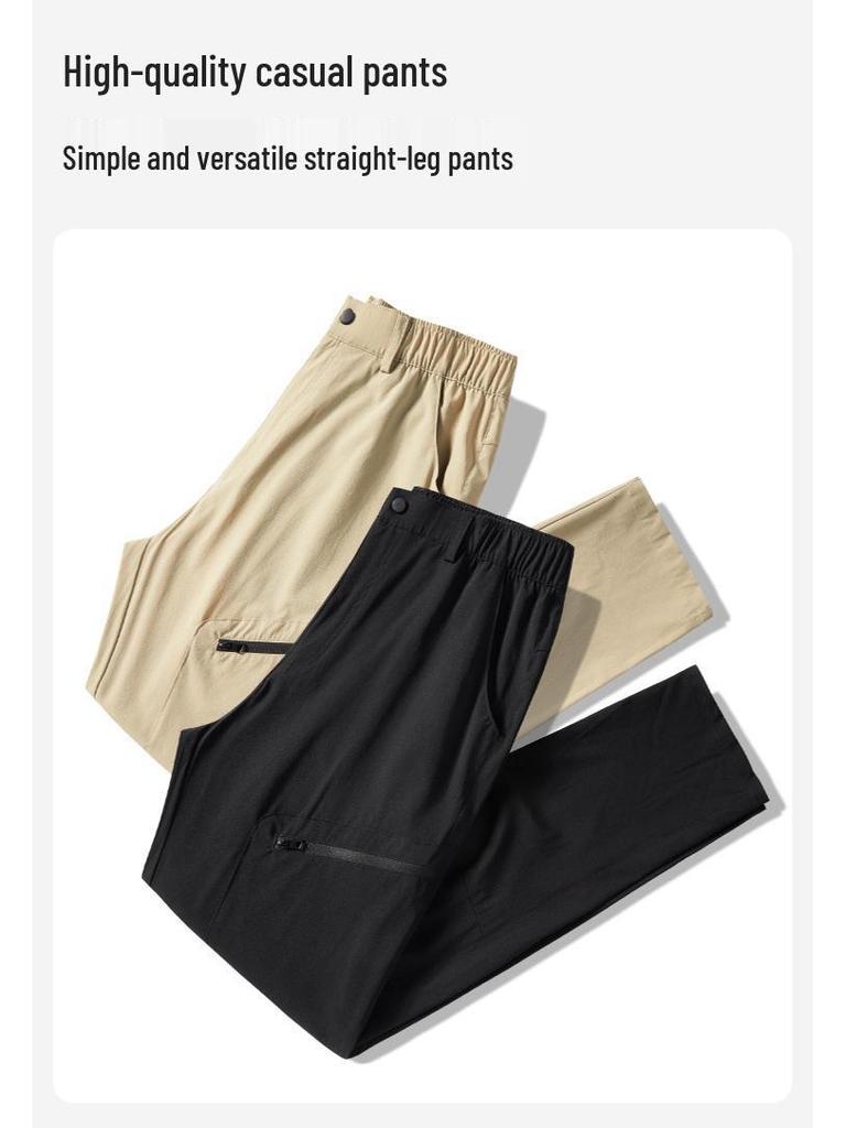 Plus Size Quick-Dry Antibacterial Casual Cargo Pants: Breathable, High Elasticity, Straight-Leg for Summer
