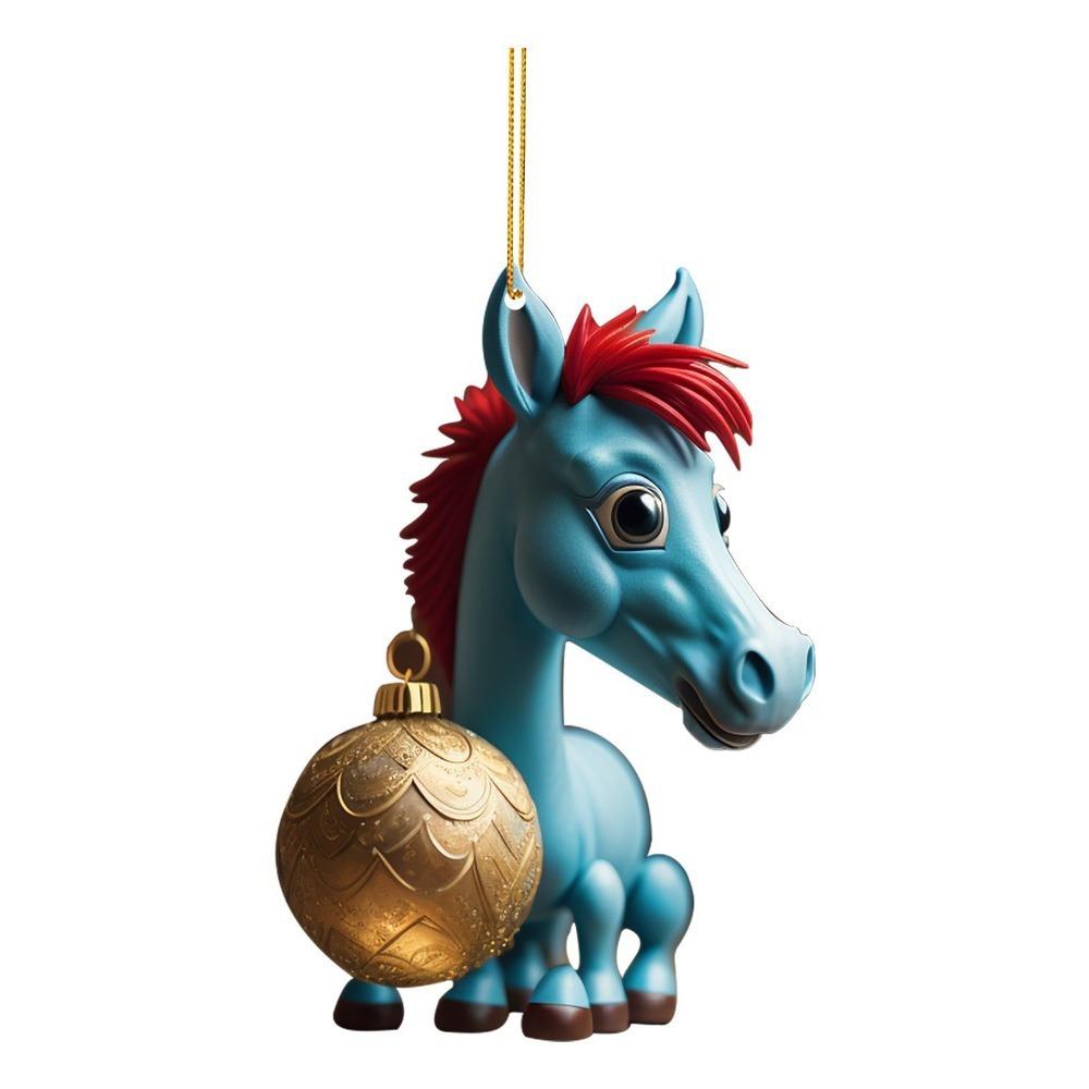 2D Flat Christmas Hanging Pendant DIY Accessories Acrylic Car Horse Pendant Multi-scene Xmas Tree Hanging Ornament Navidad Decor