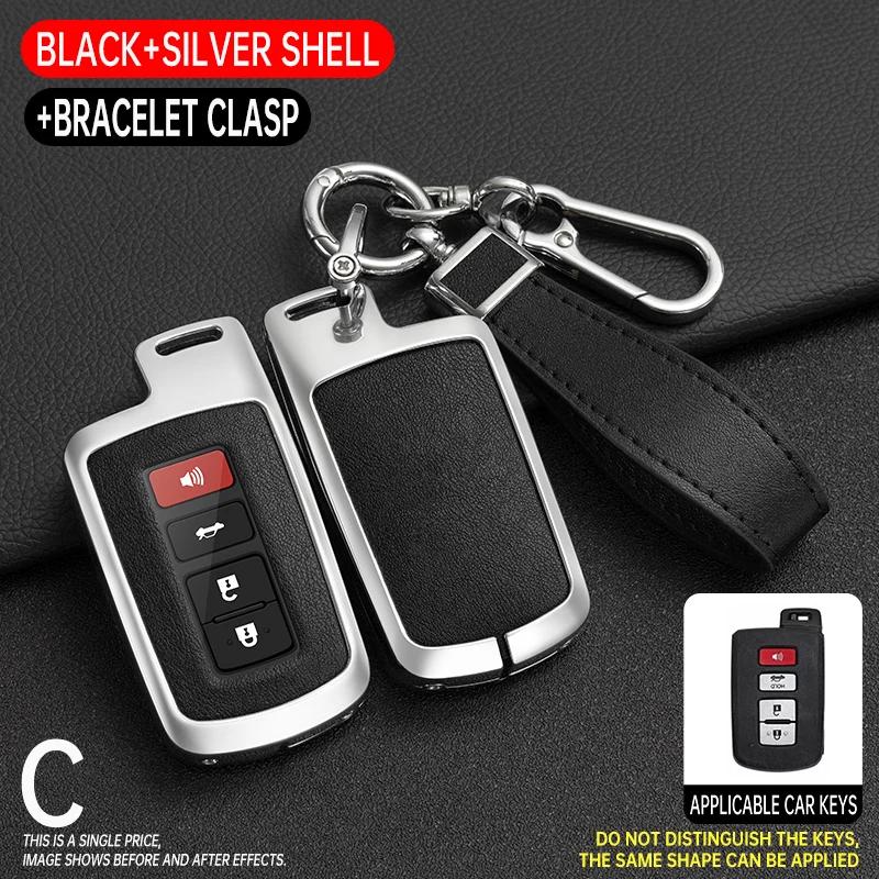 Metal Leather Car Key Case Cover For S0 Prius CHR Aygo Corolla Yaris RAV4 Camry Land Cruiser Highlander Prado Auris Avalon JH0