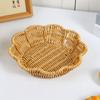 Flower Shape Imitation Rattan Basket Handwoven Woven Bread Plate Fruit  Serving Tray  Dining Table