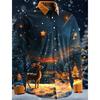 Christmas Santa Claus Casual Men's Button Up Shirt Long Sleeve Christmas theme Shirt Collar Button Up 3D Print Thin Polyester