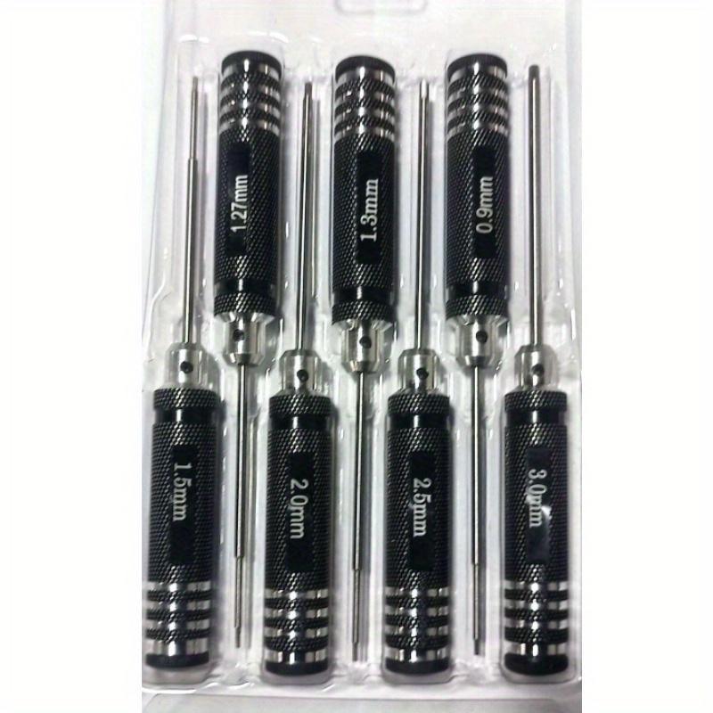 7 darabos 0,9-3,0 mm-es repülőgépmodell csavarhúzó készlet, modell csavarhúzók, titánnal bevont gyorsacél repülőgépmodell szerszámok