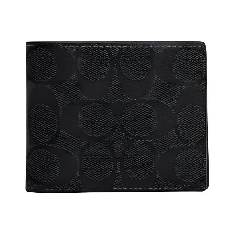 

COACH wallet 3 IN 1 11 Classic Presbyopia Folding Three-in-One Canvas Card Holder Men s Black Black antique nickel and bright turquoise and charcoal чорний