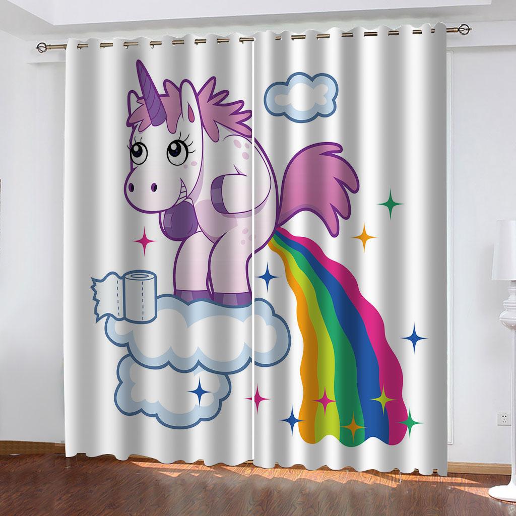 

Шторы для детской комнаты 3D мультфильм животное лошадь модные оконные шторы для гостиной детская спальня дверь домашний декор W70xH160cmx2&Grommet Top