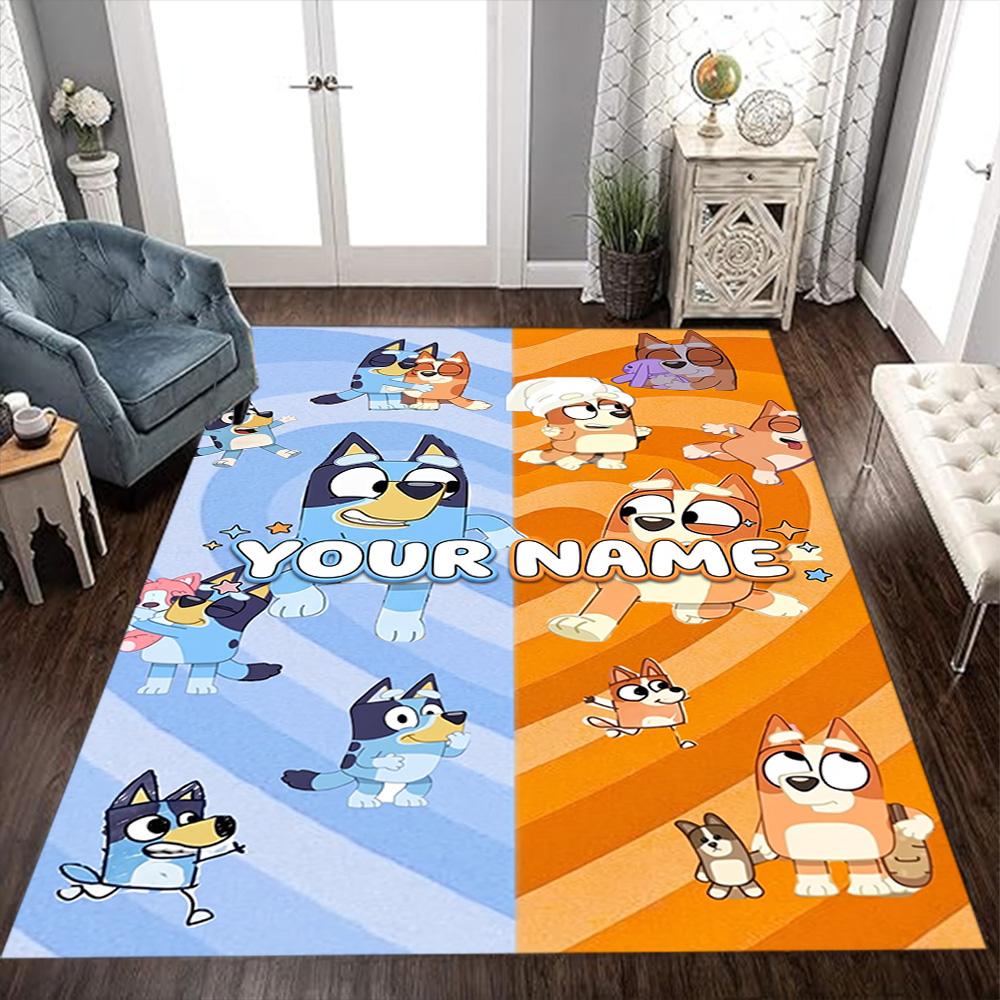 Bluey Customize Text Floor Mat Suitable for Bedrooms Living Rooms Dining Room Balcony Antislip Carpet Anime Office Decor