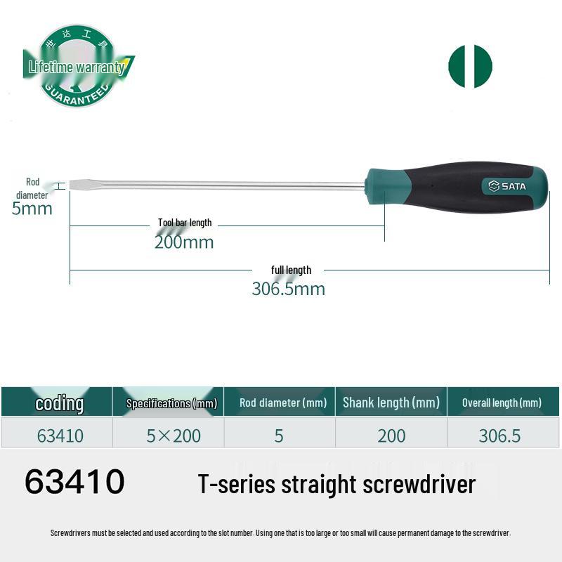 Sata T-Series Flathead Screwdriver (63402-63417) Tool