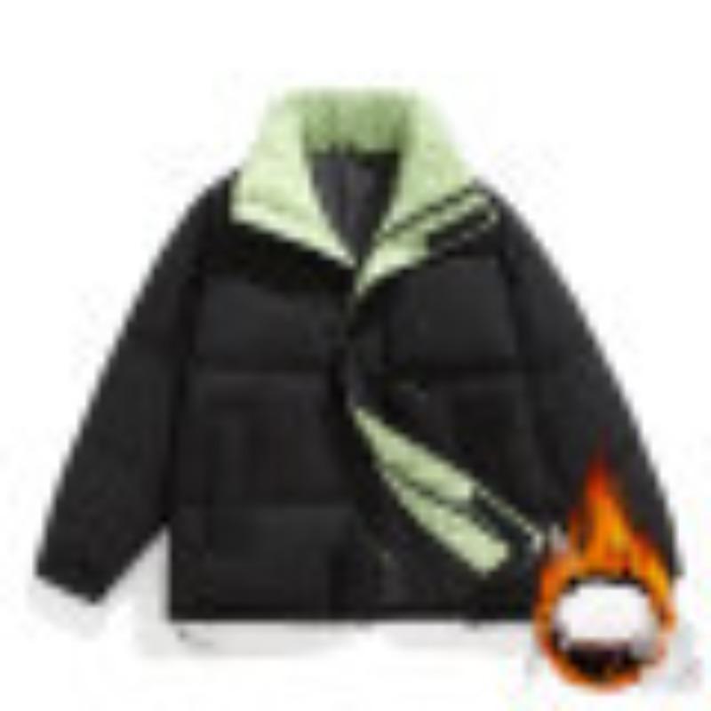 

New solid color cotton clothes men s winter thickened trendy brand jacket stand-up collar fashion sense less cashew flower cotton-padded clothes 3XL чорний