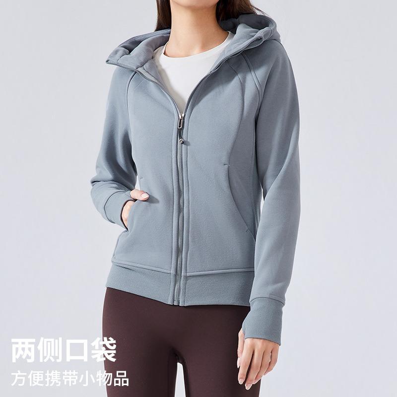 Sportswear sweater jacket autumn and winter new jacket zipper hooded fleece long-sleeved running yoga clothes top versatile