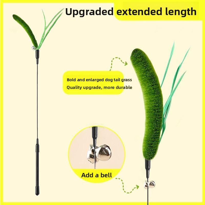 Cat Toy Dog Tail Grass Extra-long Cat Toy Stick Feather Stick Steel Wire Cat Toy Feather Cat Toy Stick Flexible