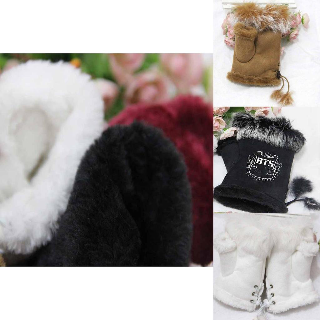 Halbe Paar 1-Finger-Handschuhe BTS Kpop Warme Handschuhe Schnürhandschuhe Fingerlos Neue Handschuhe