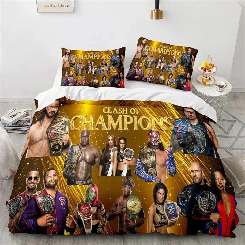 3D-tryck Brottningsspel WWE EAW Sängklädesset, Påslakan Täcke Sängset Örngott, King Queen Twin Storlek Pojkar Flickor
