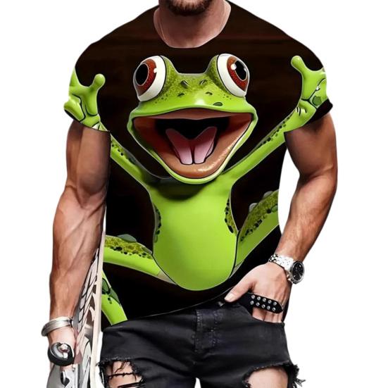 Camiseta Casual Divertida para Hombre Estampados de Animales de Dibujos Animados Camiseta Cuello Redondo Manga Corta Pullover para Uso Diario Fiesta Callejera Playa