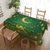 Ramadan Kareem Eid Mubarak Waterproof Tablecloth Party Decor Golden Moon Lantern Eid Al-Fitr Table Cloth Ramadan Decorations