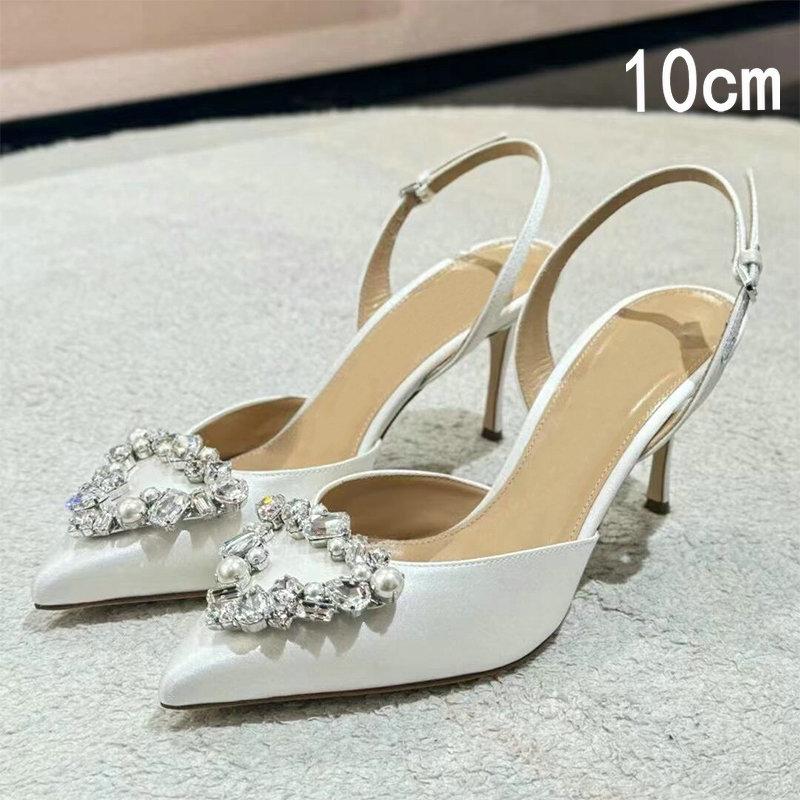 

Fashion Heart-Shaped Rhinestone Pointed-Toe Stilettos For Women 2025 Summer New French Elegant Hollowed-Out Back-Strap Flip-Flops 34