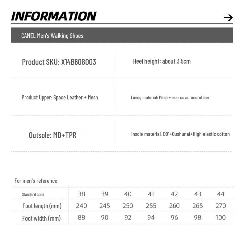 CAMEL X14B60Q8003 Men's Lightweight Breathable Mesh Walking Shoes