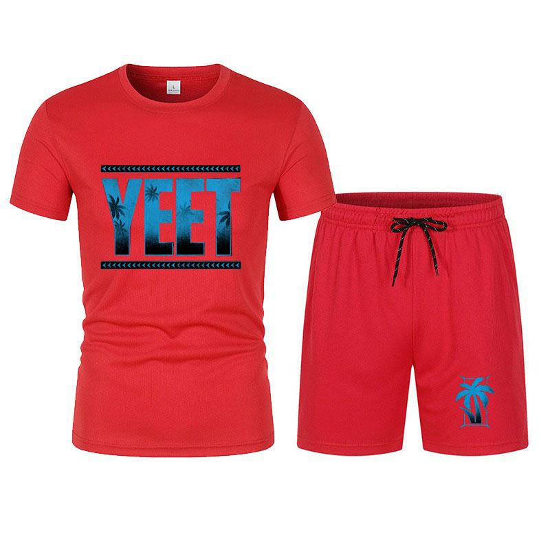 New Men's Black Jey Uso Yeet T-Shirt Shorts Set Summer Short Sleeve Men Overiszed Suits New Causal Clothing Sets