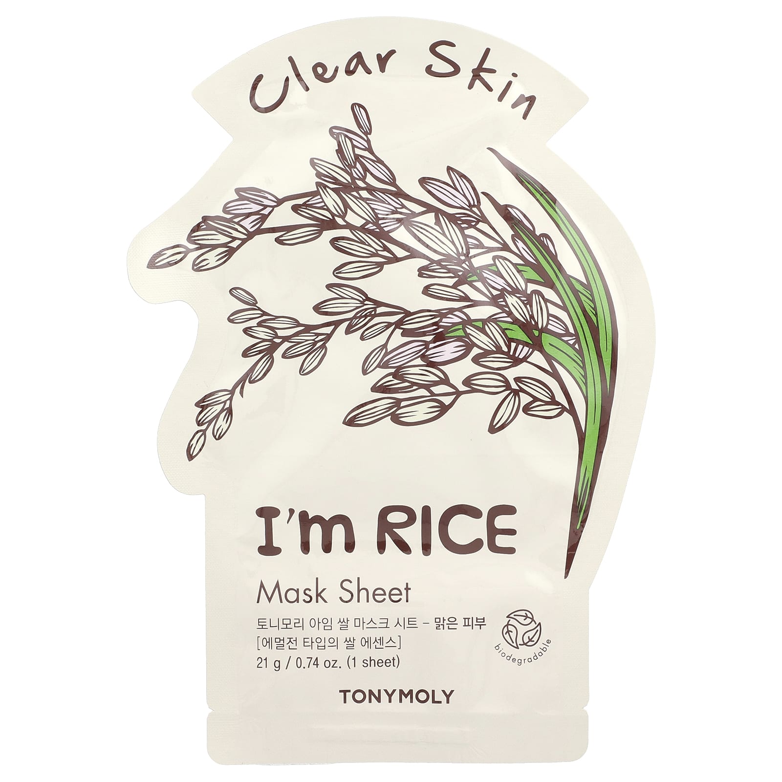 

I m Rice, Clear Skin Beauty Mask Sheet, 1 Sheet, 21G(0.74Oz)