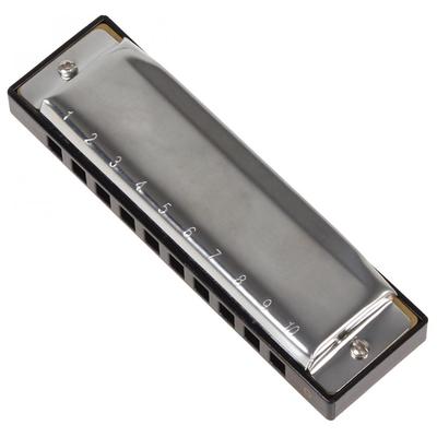 Professionelle Blues-Mundharmonika aus silbernem Metall mit 10 Löchern und 20 Tönen G/C