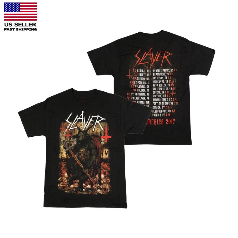 НОВЫЙ !Slayer Североамериканский тур 2017 года Метал-группа Козел Меч ПЕРЕПЕЧАТКА Унисекс Футболка S