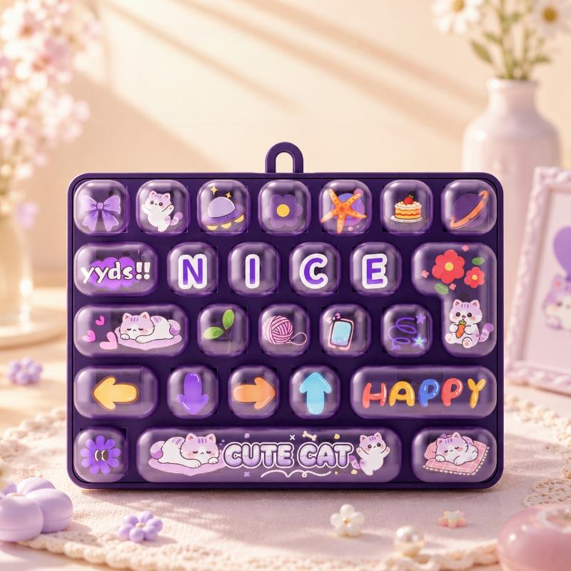 26 Grid Keycap Clicker Anti Stress Fidget Keyboard Keychain Decompression Button Cartoon Hand Relax Party Favor Gift
