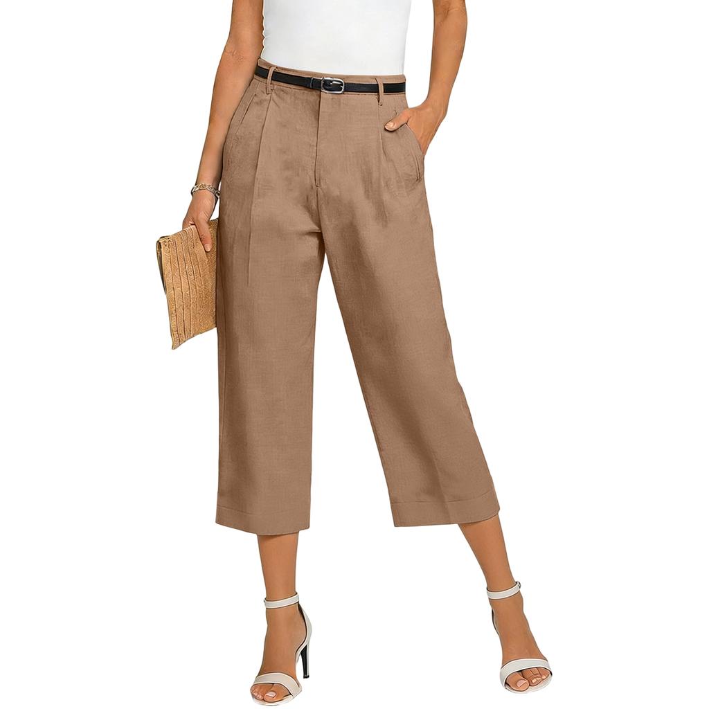 Women's Color Casual Fashion Breathable Loose Cotton Linen Seven Quarter Pants