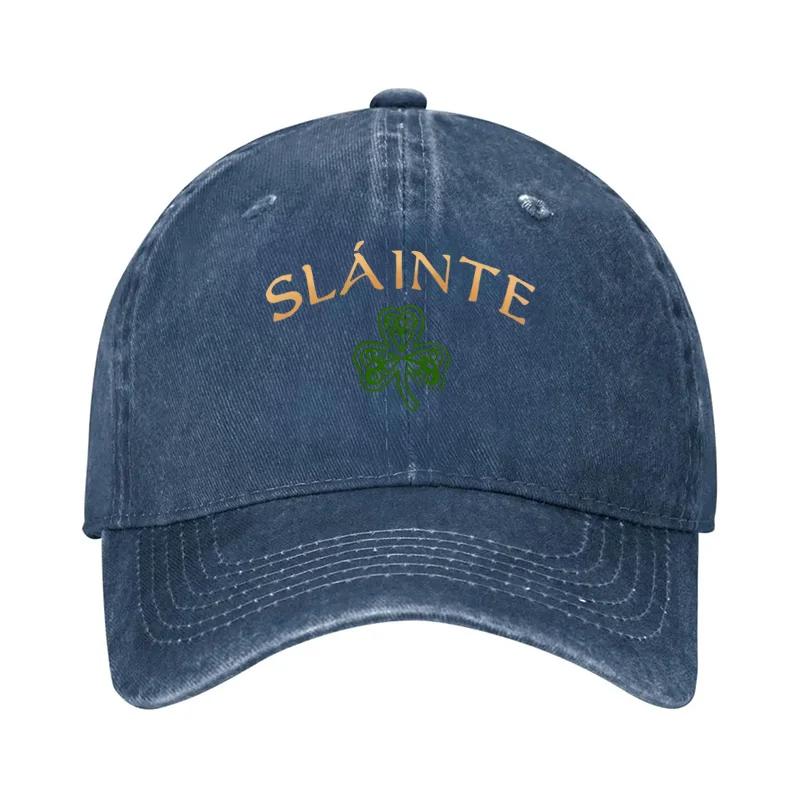 Slainte Irish Clover Baseball Cap Polyester Distressed Adjustable Casual Hat for Unisex Outdoor One Size