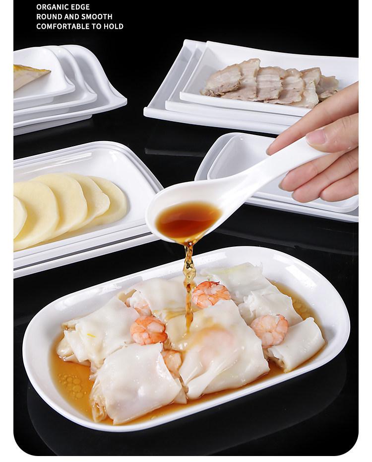 Xiangyuan White Melamine Rice Noodle Plate - Porcelain-Like Creative Hot Pot and Restaurant Tableware.