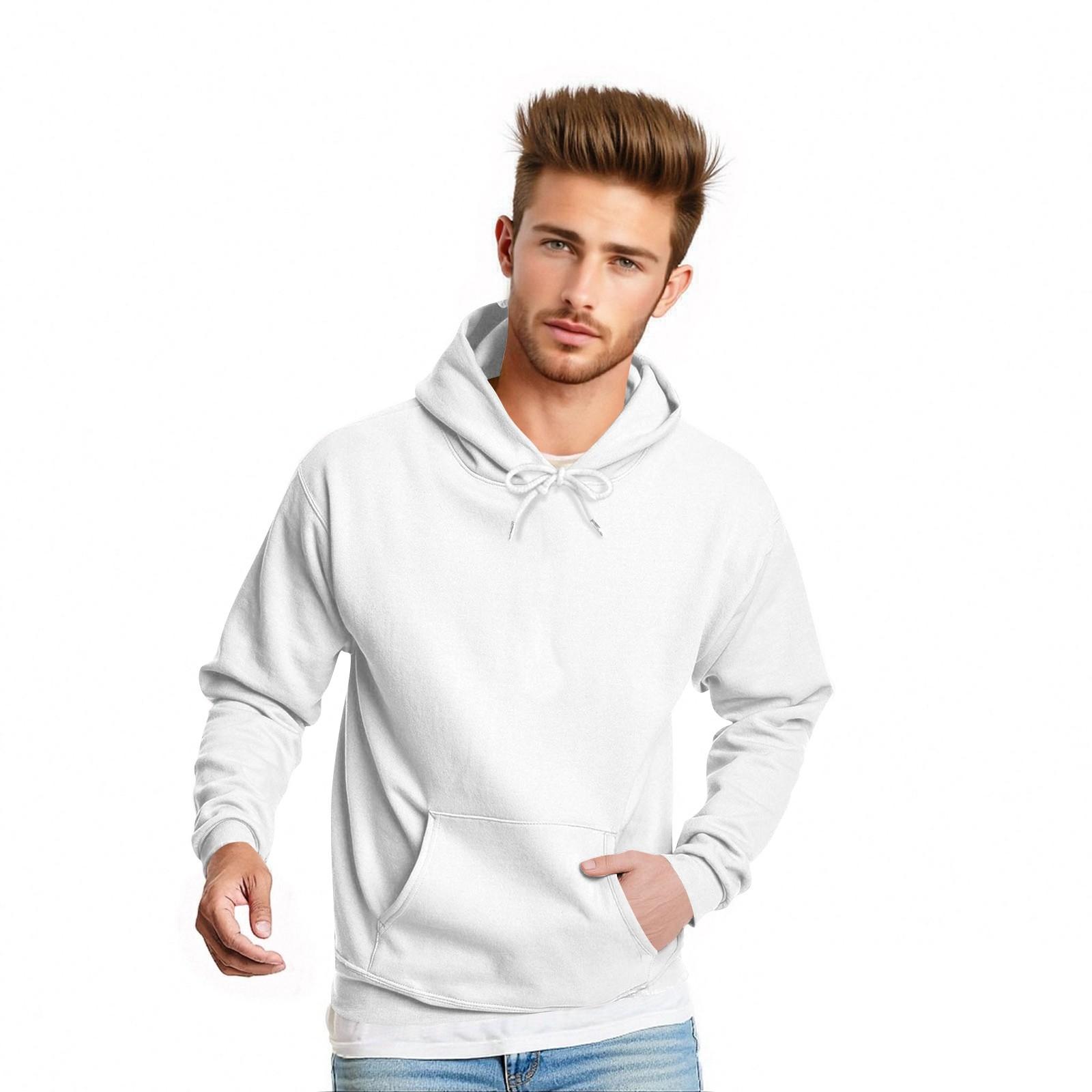 

Men s Fashion Loose Sweatshirt Casual Daily Long Sleeve Solid Color Top M белый
