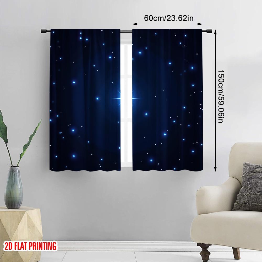 2D Flat Printing 2pcs Window Drapes Night Sky Versatile Polyester Fabric Without Electricity Birthday Party Use for Wall Art