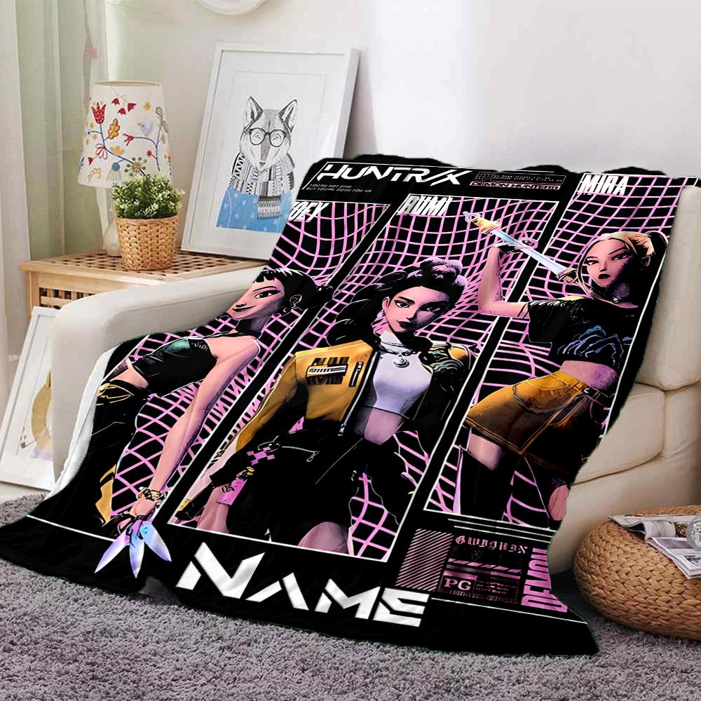 Customiz Name Personality Kpop Demon Hunters  Blanket Soft &Warm Sofa Office Bed Travel Lunch Break Blanket, Gift Suitable All Seasons