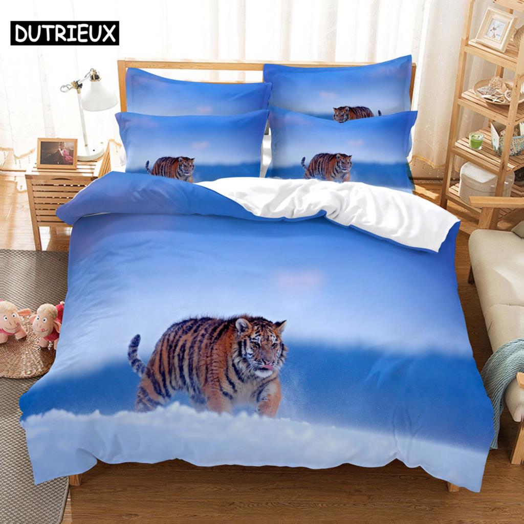 Tiger Duvet Cover Set King Size 230x260 Double Bed Single Queen Full Animal Quilt Case Linen 3D Pillowcase Twin Bedding Sets