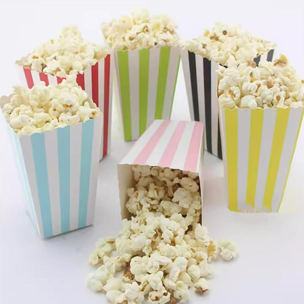 Crystallove 24pcs Striped Paper Popcorn Boxes for Party Favor Supplies (Pink)