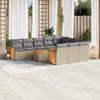 Vidaxl 11-Cz. Garden Furniture Set With Cushions, Beige, Poly Rattan