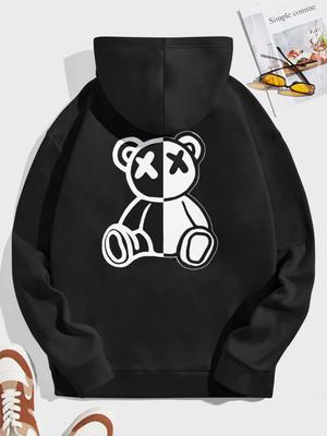 2024 heiß verkaufter Herbst- und Winter-Hoodie für Herren, locker und bequem, mit Cartoon-Bären-Print, Fleece-Sweatshirt, lange Ärmel, S-3XL