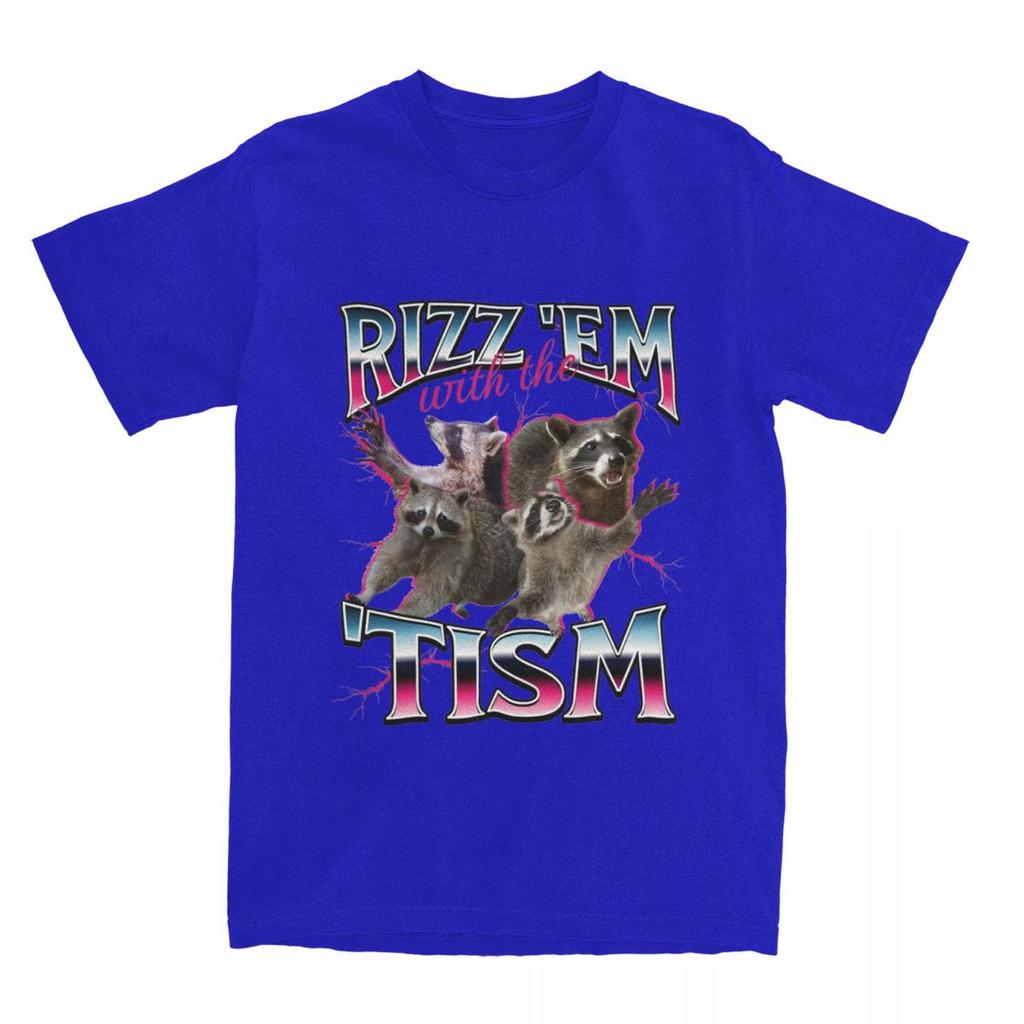 Men Women's Rizz Em Autism Racoon T Shirt Merch Pure Cotton T-shirt Clothes Fashion Tees Printed